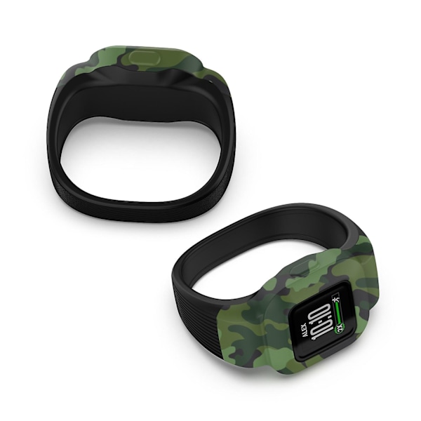 Kamouflage Grön Kamouflage Grön kompatibel med Garmin Vivofit Jr3 Silikonarmband utan Spänne, Storlek:s