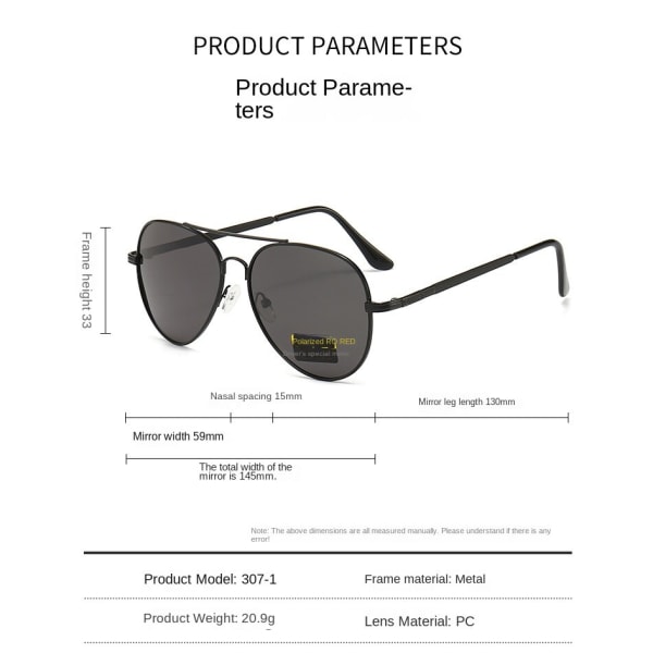 Polarized Double Beam Solglasögon Klassiska Toad Solglasögon Driving UV Protection Anti Blue Light Solglasögon Gun frame