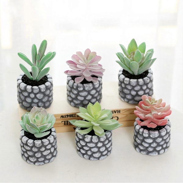 Kunstige Planter Realistisk Form Kreativ Bordpynt Mini Simulation Potteplanter Sukkulenter Plante Stue Dekoration C