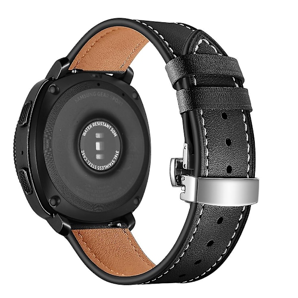 Sort Sort kompatibel med Huawei Watch Gt2e læderrem