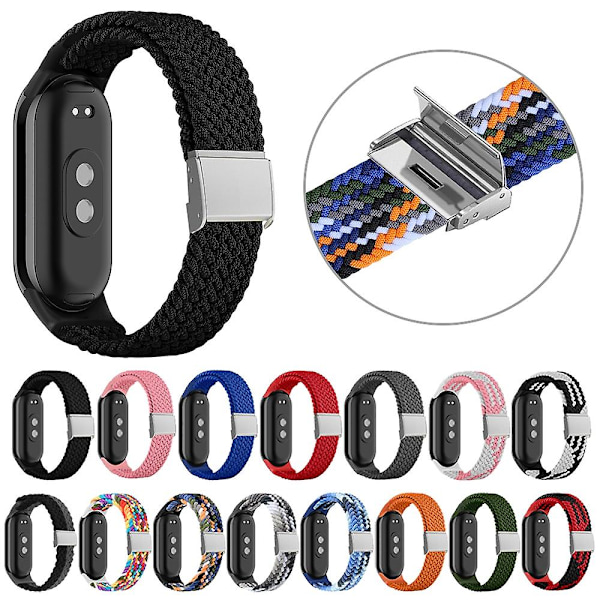 Grå Grå Nylon Flettet Stålspenne Klokkereim kompatibel med Xiaomi Mi Band 8