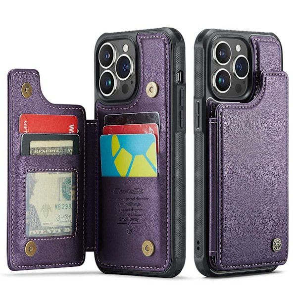 Etui til iPhone 13 Lilla Flip Lommebok med Kortholder