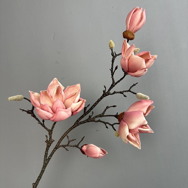 Faux EVA Magnolia Blomma, Falsk Magnolia Heminredning, Skum Multi-Huvud Magnolia Wabi-Sabi Stil Konstgjord Blomma Five-headed magnolia autumn red
