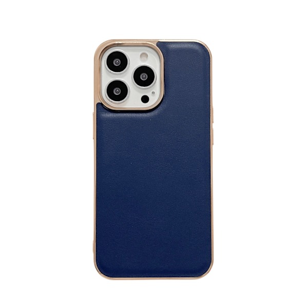 Etui til iPhone 14 6.1 Elegant blå firben mønster galvanisering ægte læder business
