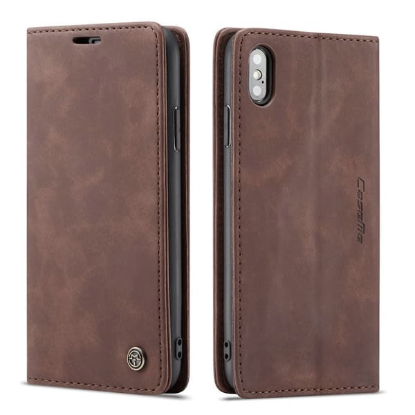 Etui til iPhone 14 6.1 Brun Flip Wallet med Kortholder Magnetisk