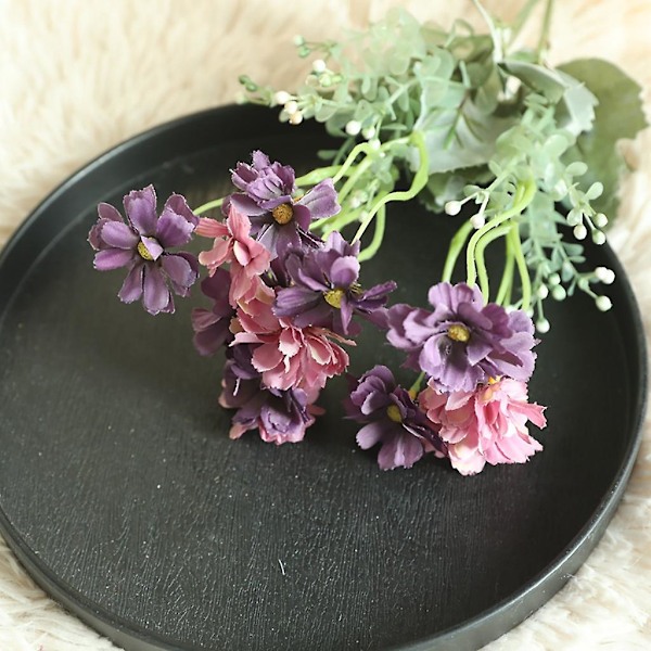 Kunstig silke falsk tusenfryd krysantemum blomster blad blomster bryllup hjem dekor