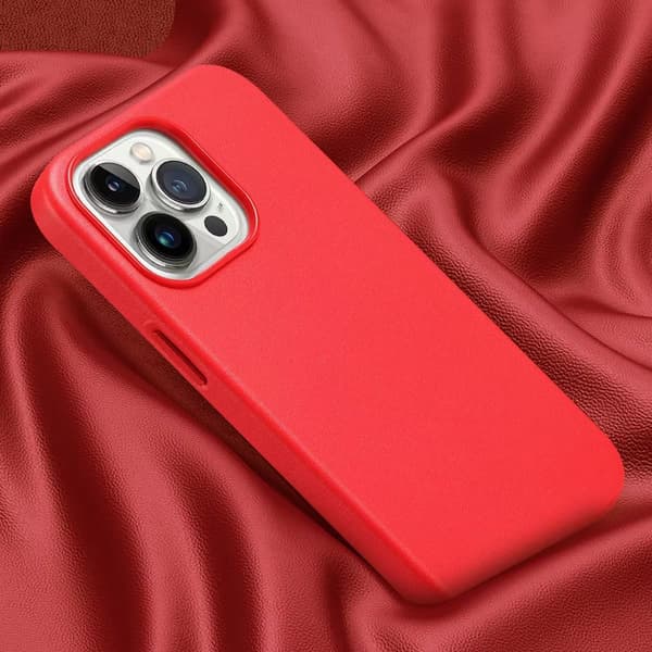 Fodral för iPhone 16pro magnetisk Passion Red läder Magnetisk officiell