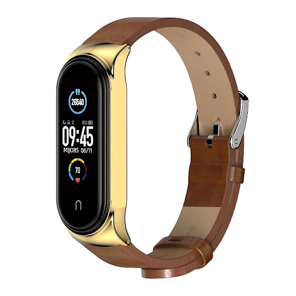 Brun   Guld Brun   Guld kompatibel med Xiaomi Mi Band 6 / 5 / 4 / 3 Læder Urrem