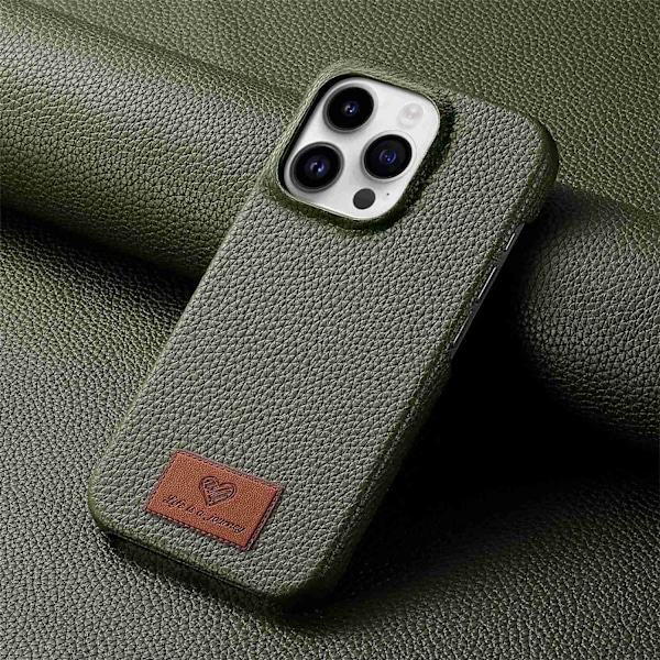Etui til iPhone 13 Mini Midnight Green Læder half pack Pebbled small clear skin