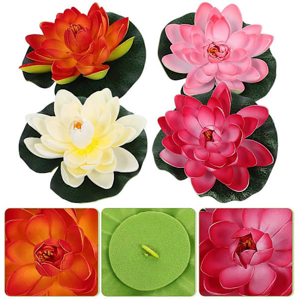 4 stk. Kunstig Flytende Lotusblomst Dekorativ Lotusblomst Damdekorasjon Rekvisitter