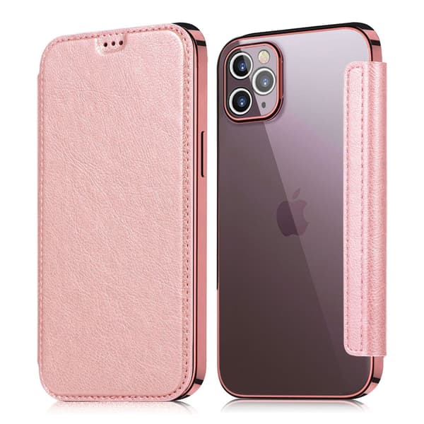 Etui til iPhone 13 Pro Max 6.7 Rose Gold Elektroplettering transparent Magnetisk Flip 2 i 1
