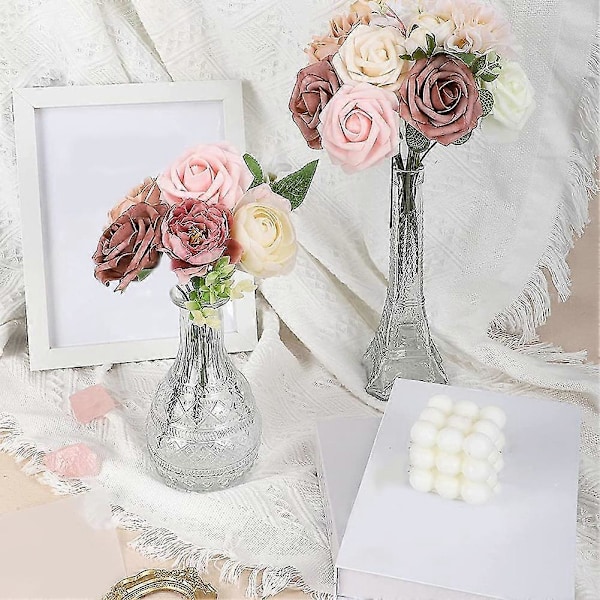 Kunstige Bryllupsblomster Boks Sæt Falske Støvede Blomster Combo Til DIY Blomsterarrangementer Borddekoration