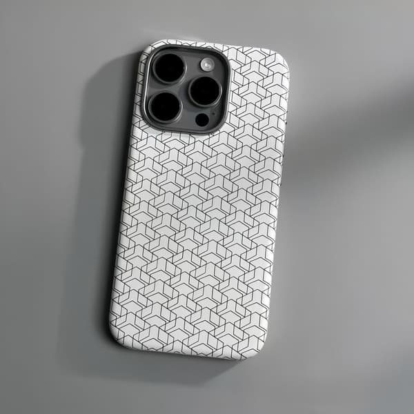 Fodral för iPhone 15 Pro Max Vit (magnetisk) Geometrisk färgcheck läder Magnetisk trepack