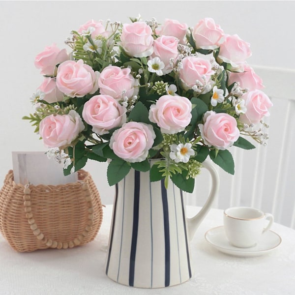 Kunstig Blomst Falsk Rose Foto Rekvisit Bordpynt Bryllupsfest Dekorationsartikler White