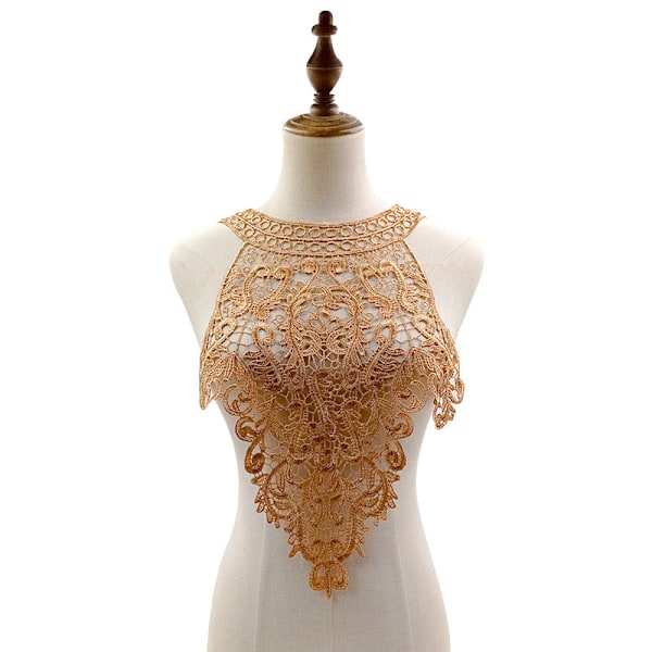 Dame falsk krage Avtakbar halv Blonde Korsage Polyester Fil All cotton Apricot