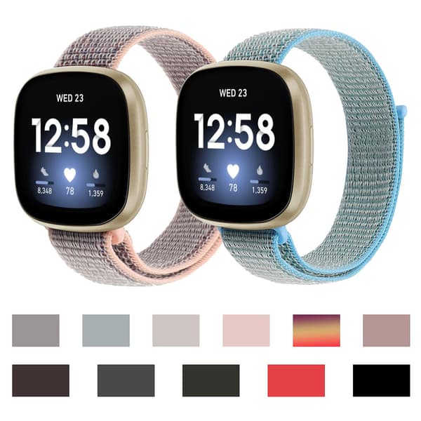 Sort Sort kompatibel med Fitbit Versa 3 Nylon Klokkereim