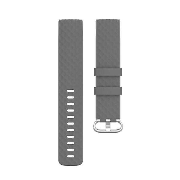 Harmaa Harmaa 18mm Hopeanvärinen Solki TPU Ranneke Kellonranneke yhteensopiva Fitbit Charge 4 / Charge 3 / Charge 3 Se kanssa, Koko: L