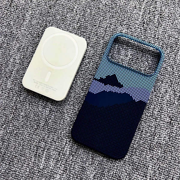 Etui til iPhone 17 Pro Max Kulfibertekstur Magnetisk Blå Noz33524
