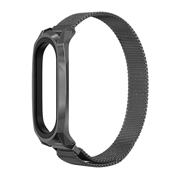 Svart Svart kompatibel med Xiaomi Mi Band 6 / 5 / 4 / 3 Rustfritt Stål Klokkereim