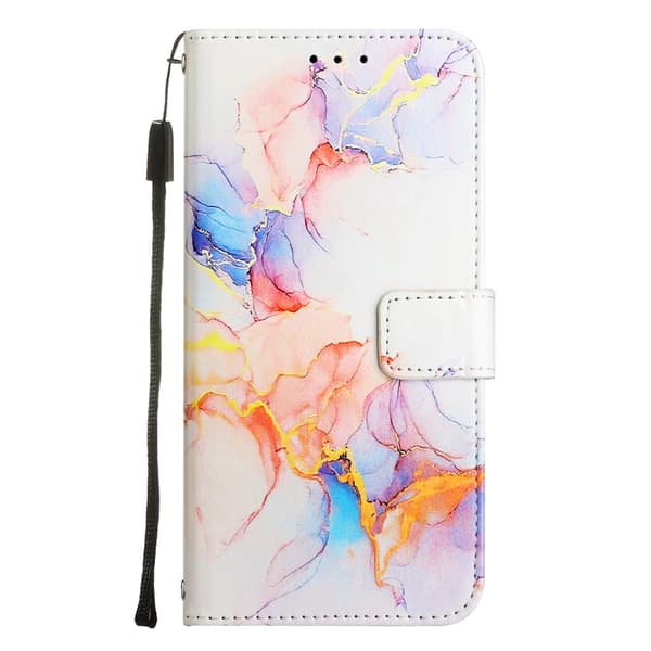 Etui til iPhone 14max Galaxy Marmor Hvid Marmor Flip Magnetisk Tegnebog med Kortholder