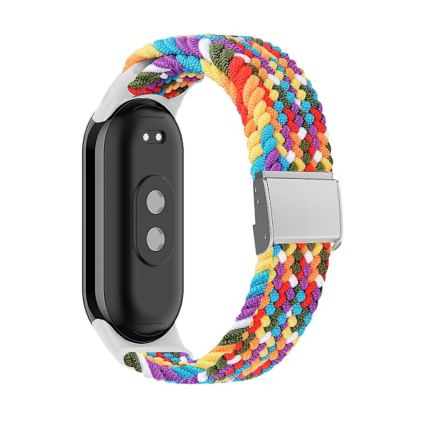 Regnbåge Regnbåge Nylon Flätat Stålspänne Klockarmband kompatibelt med Xiaomi Mi Band 8