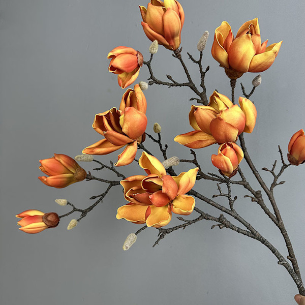 Faux EVA Magnolia Blomma, Falsk Magnolia Heminredning, Skum Multi-Huvud Magnolia Wabi-Sabi Stil Konstgjord Blomma Five-headed magnolia autumn red