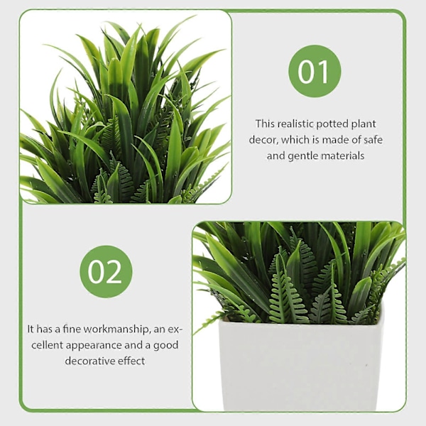 4 stk. falske potteplanter til skrivebord, husholdningsplanteindretning, dekorative kunstige planter