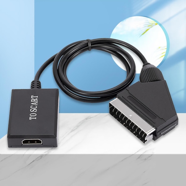 Ny videoadapter Plug Play Plast med hög klarhet 1080p stabil prestanda Scart till HDMI-kompatibel