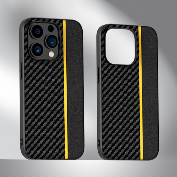 Kotelo iPhone 14:lle Keltainen hiilikuitu Kevlar erittäin ohut