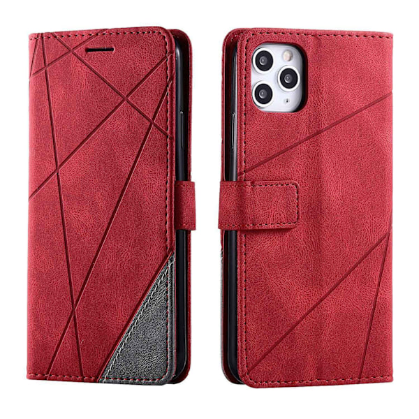 Fodral för iPhone 13 mini röd Soft-Touch Mixed Media Plånbok med Korthållare Flip Magnetisk