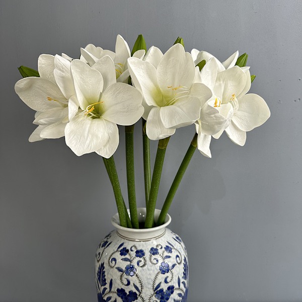 Kunstig Amaryllis PU Touch Kaffir Lily Boligindretning Falsk Blomsterarrangement Amaryllis white
