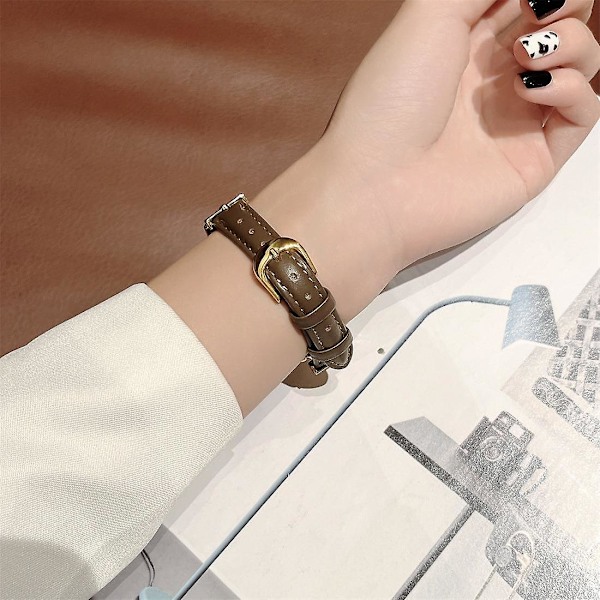 Silver Apricot Silver Apricot Äkta Läder Klockarmband kompatibelt med Xiaomi Mi Band 7