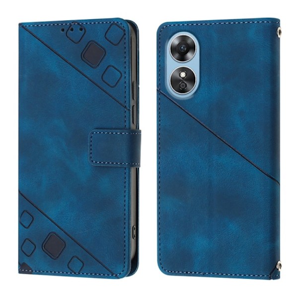Kotelo iPhone 14 Plus siniselle Soft-Touch -kohokuvioidulle 3D-kohokuvioidulle lompakolle korttipidikkeellä