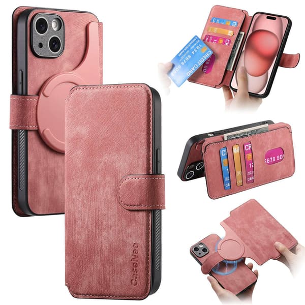 Etui til iPhone 16 Pro rosa Magnetisk Separasjon Flip