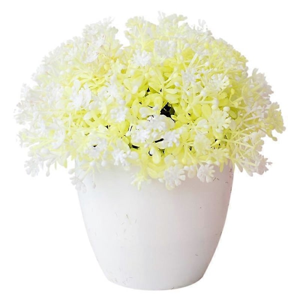 Kunstig Blomsterplante Bonsai Ornament Stue Hage Hotell Skrivebordsdekor White