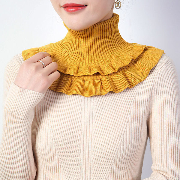 Dam Fejk Krage Cervikal Ryggrad Mode All-Match Pullover Apricot [thickened warm]]