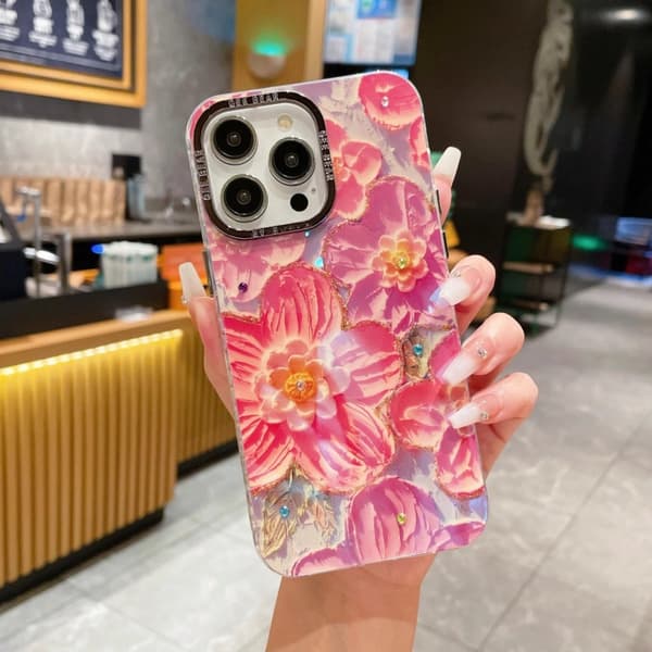 Fodral för iPhone 16 Pro Rhinestone Accent Rosa Lila Noz31737