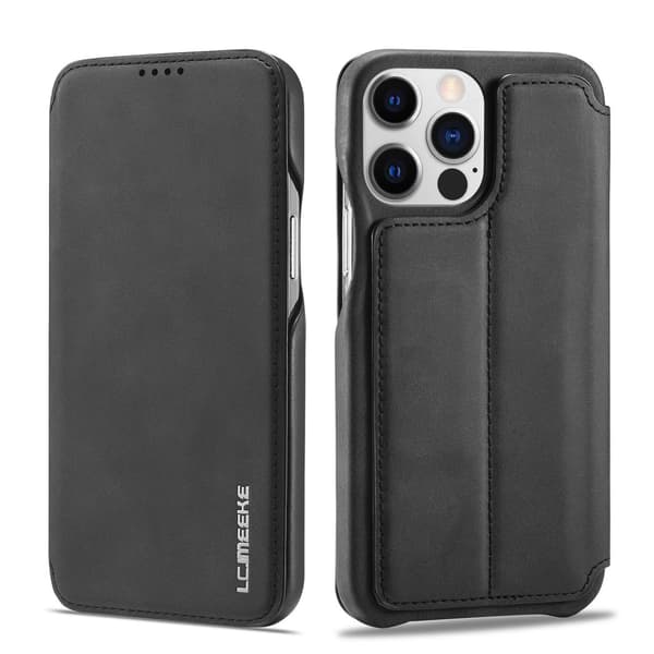 Etui til iPhone 15plus sort Fashion Magnetisk Wallet med Kortholder