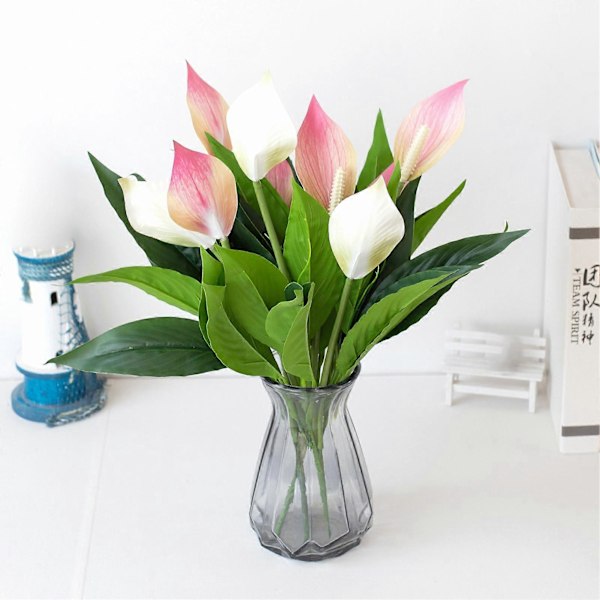 Kunstig Plante Simuleret Ingen Vanding Genanvendelig Farverig Lang Stilke Fake Blomst Husholdningsartikler White