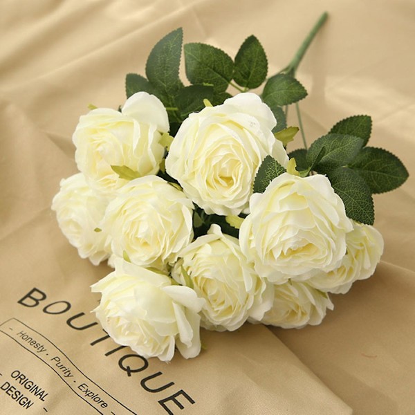 Imitert Rose Levende Utsøkt Frisk Skrivebordsdekorasjon Kunstig Blomst Bryllupsdekor White
