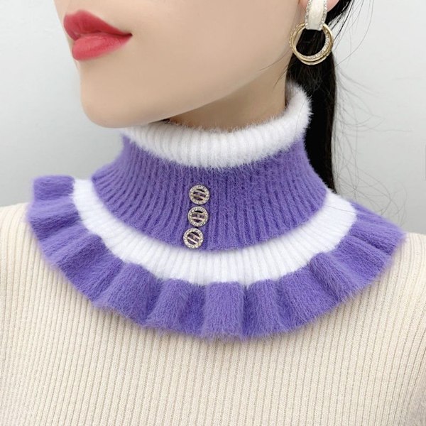 Dame falsk krage Skjerf Vinter Varm Hals Gaiter Cervical N Purple