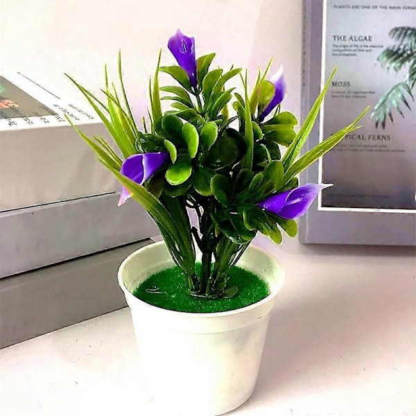 Kunstig bonsaiplante i plast, falsk potteplante, blomst, dekorasjon til hjem, kontor, hagefest Yellow