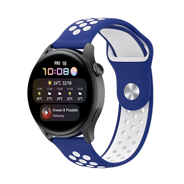 Blå Hvit Blå Hvit kompatibel med Huawei Watch 3 / 3 Pro Silikonklokkereim