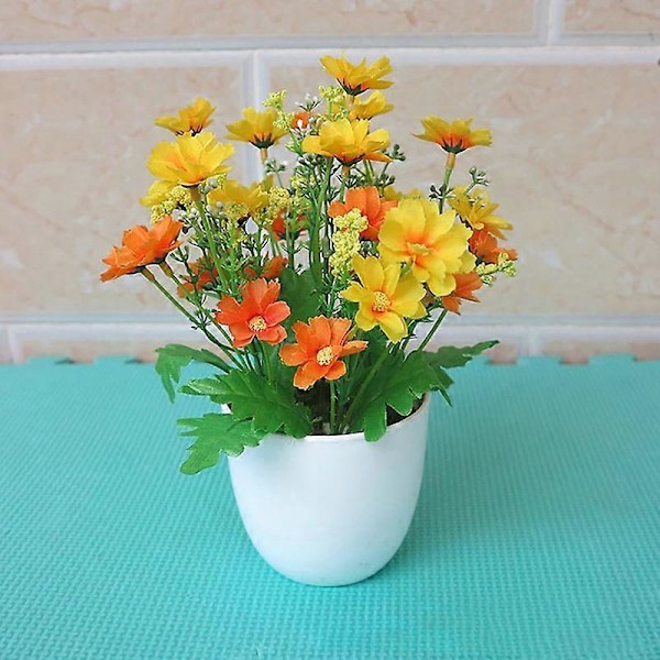 Kunstig Blomst Potte Party Dekor Plast DIY Kunstig Potteblomst for Fest Yellow