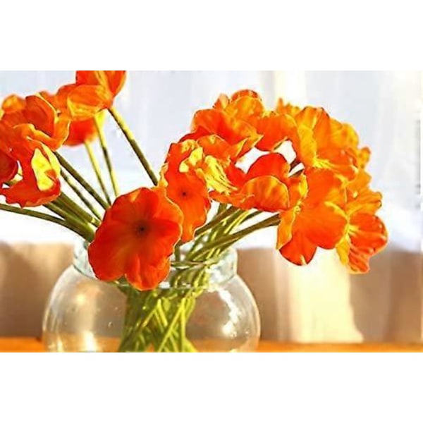 10 stk. Kunstige valmueblomster Kunstig blomst til bryllup, ferie, brudebuket, hjemmefestdekoration (0range)