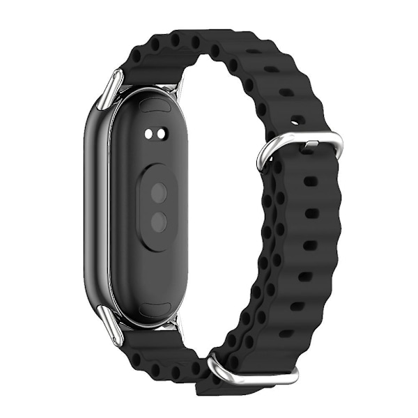 Sort Sølv Sort Sølv Mijobs Marine Silikone Åndbar Rem kompatibel med Xiaomi Mi Band 8