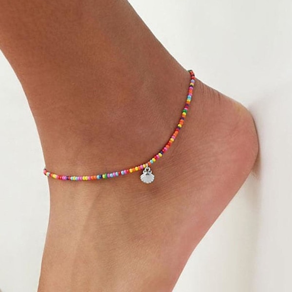 Bohemian Colorful Crystal Seed Beads - Pilgrimsmussla Shell Ankles B
