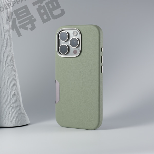 Etui til iPhone 16pro grøn tekstureret læder magnetisk læder Full-Body