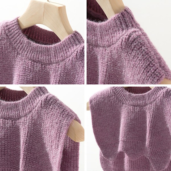 Naisten tekoviulus irrotettava puoli-huivi Poikien söpö yksinkertainen S Purple