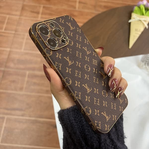 Fodral för iPhone 14 Liten blomma lädertextur Lyx